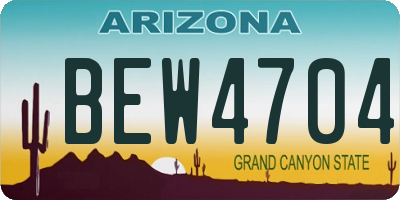AZ license plate BEW4704