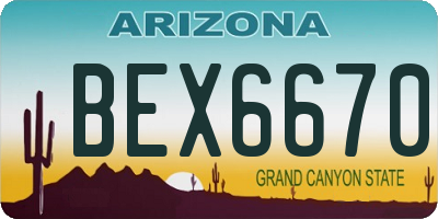 AZ license plate BEX6670