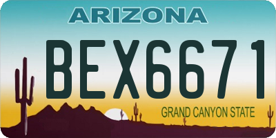 AZ license plate BEX6671