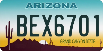 AZ license plate BEX6701