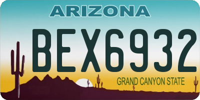 AZ license plate BEX6932