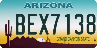 AZ license plate BEX7138