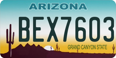 AZ license plate BEX7603
