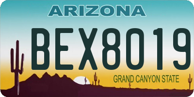 AZ license plate BEX8019
