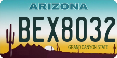 AZ license plate BEX8032