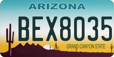 AZ license plate BEX8035