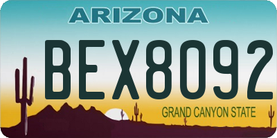 AZ license plate BEX8092