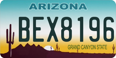 AZ license plate BEX8196