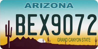 AZ license plate BEX9072