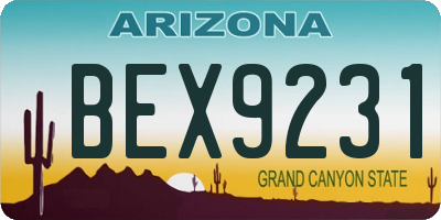 AZ license plate BEX9231
