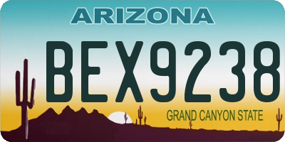 AZ license plate BEX9238