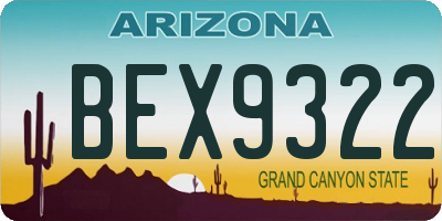 AZ license plate BEX9322