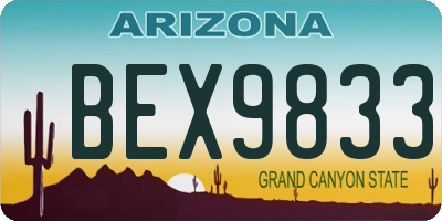 AZ license plate BEX9833