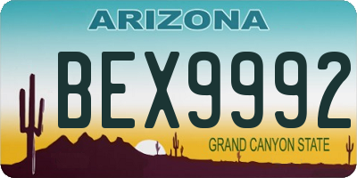 AZ license plate BEX9992