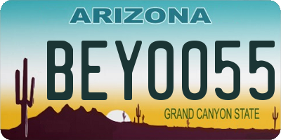 AZ license plate BEY0055