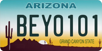 AZ license plate BEY0101