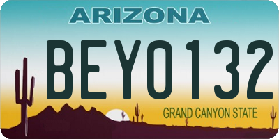 AZ license plate BEY0132