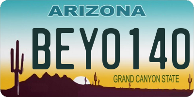 AZ license plate BEY0140