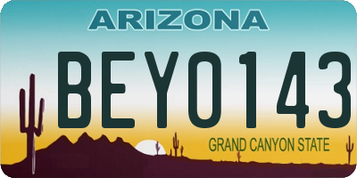 AZ license plate BEY0143