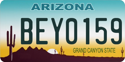 AZ license plate BEY0159