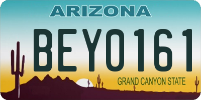 AZ license plate BEY0161