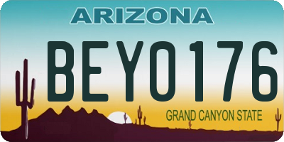 AZ license plate BEY0176