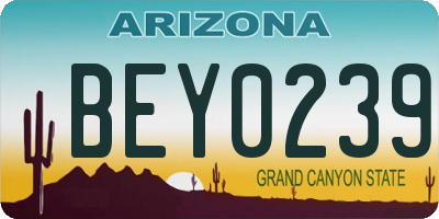 AZ license plate BEY0239