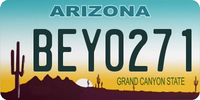 AZ license plate BEY0271