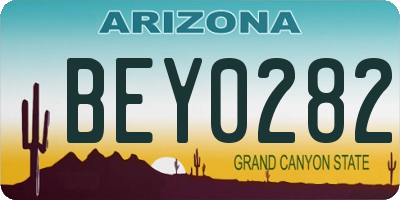 AZ license plate BEY0282