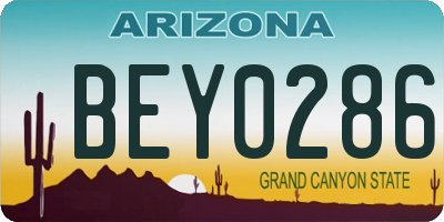 AZ license plate BEY0286