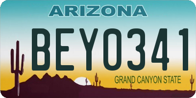 AZ license plate BEY0341
