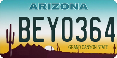AZ license plate BEY0364