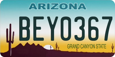 AZ license plate BEY0367