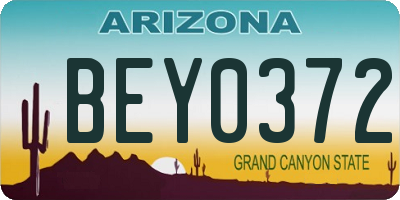 AZ license plate BEY0372