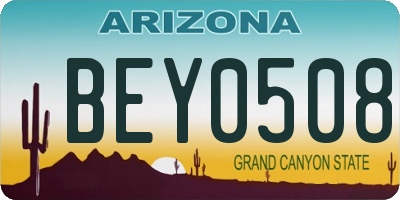 AZ license plate BEY0508