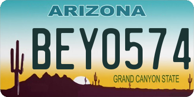 AZ license plate BEY0574