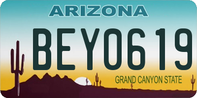AZ license plate BEY0619