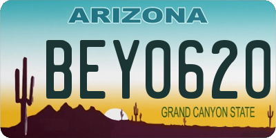 AZ license plate BEY0620