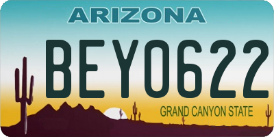 AZ license plate BEY0622