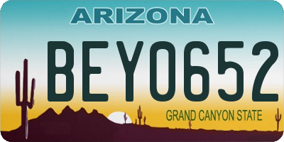 AZ license plate BEY0652