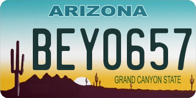 AZ license plate BEY0657