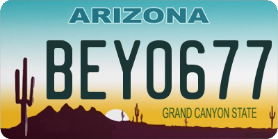 AZ license plate BEY0677