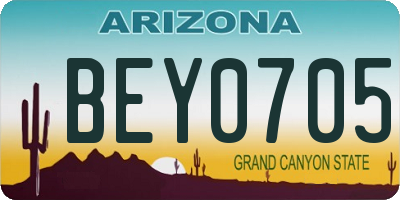 AZ license plate BEY0705