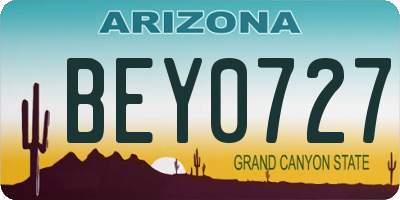 AZ license plate BEY0727
