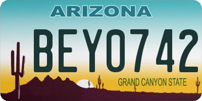 AZ license plate BEY0742