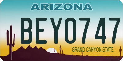 AZ license plate BEY0747