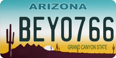 AZ license plate BEY0766