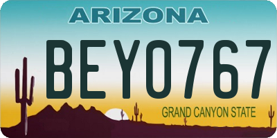 AZ license plate BEY0767