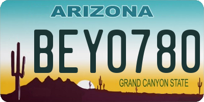 AZ license plate BEY0780