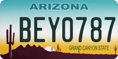 AZ license plate BEY0787